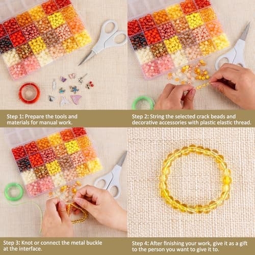 XSEINO About 7200PCS 6mm Glass Beads Bracelet Making Kit,144 Assorted Colors Crystal Glass Beads for Bracelet and Jewelry Making and DIY Crafts,Friendship Gifts,to Give to Friends, Family - Image 4