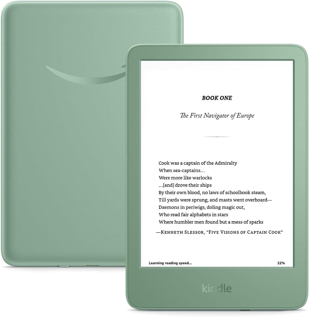 Like-New Amazon Kindle (16 GB) - Lightest and most compact Kindle, with glare-free display, faster page turns, adjustable front light, and long battery life - Matcha Matcha Without Kindle Unlimited Lockscreen Ad-Supported - Image 3