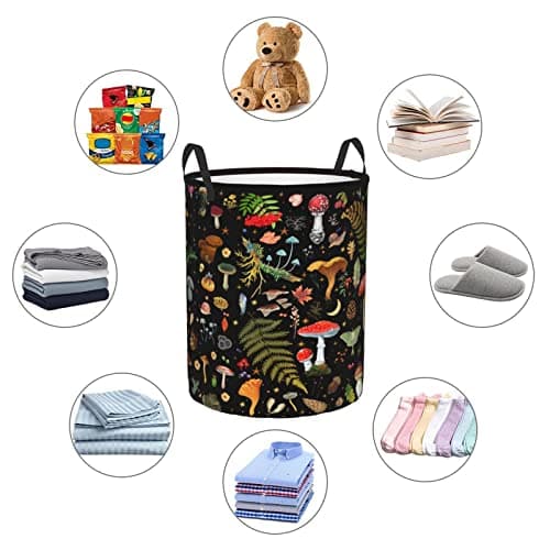 Mushroom Laundry Basket, Mushroom Decor Laundry Bag with Handles-Collapsible Storage Bin Mushroom Decor for Bedroom, Nursery Hamper, Toy Storage, 13.4X16.5IN - Image 3