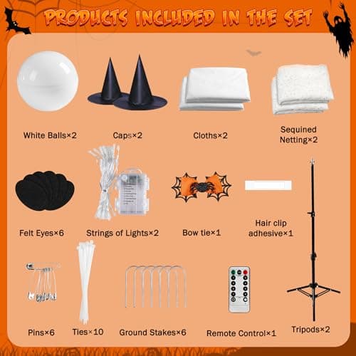 2Packs Halloween Decorations Outdoor,Halloweens Party Decoration Indoor,Spooky Ghost with Remote Control String Lights,Halloween-Ghost Lights for Porches Yards Gardens Lawn - Image 7