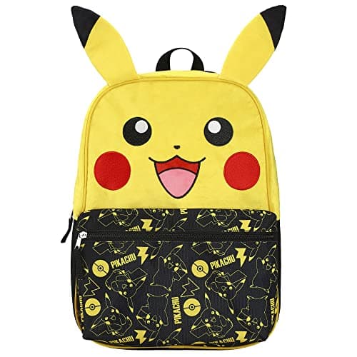 BIOWORLD Unisex Kid's Pokemon Pikachu Character 16'' Backpack, Black, One Size