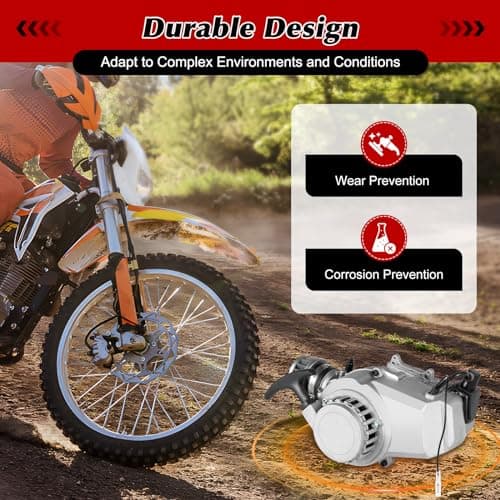 ERAAND 49cc Bicycle Engine Kit,2 Stroke Gas Motorized Bike Conversion Kit,Gasoline Petrol Bicycle Motor Refit Fit for Pocket Bike, Mini Dirt Bike, 1, Silver, Black - Image 4