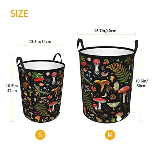 Mushroom Laundry Basket, Mushroom Decor Laundry Bag with Handles-Collapsible Storage Bin Mushroom Decor for Bedroom, Nursery Hamper, Toy Storage, 13.4X16.5IN - Image 5