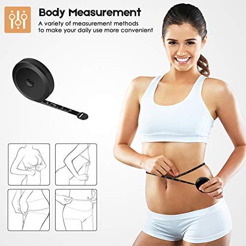 iBayam 2 Pack Tape Measure Measuring Tape for Body Fabric Sewing Tailor Cloth Knitting Vinyl Home Craft Measurements, 60-Inch Soft Fashion Pink & Retractable Black Double Scales Rulers for Body Weight - Image 6