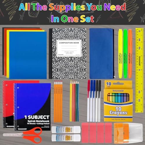 Trail maker 45 Piece School Supply Kit Grades K-12 - School Essentials Includes Folders Notebooks Pencils Pens and Much More! - Image 4