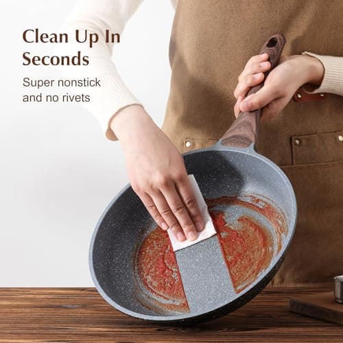 SENSARTE Nonstick Frying Pan Skillet, Swiss Granite Coating Omelette Pan, Healthy Stone Cookware Chef's Pan, PFOA Free (8/9.5/10/11/12.5 Inch) (9.5 Inch) - Image 4