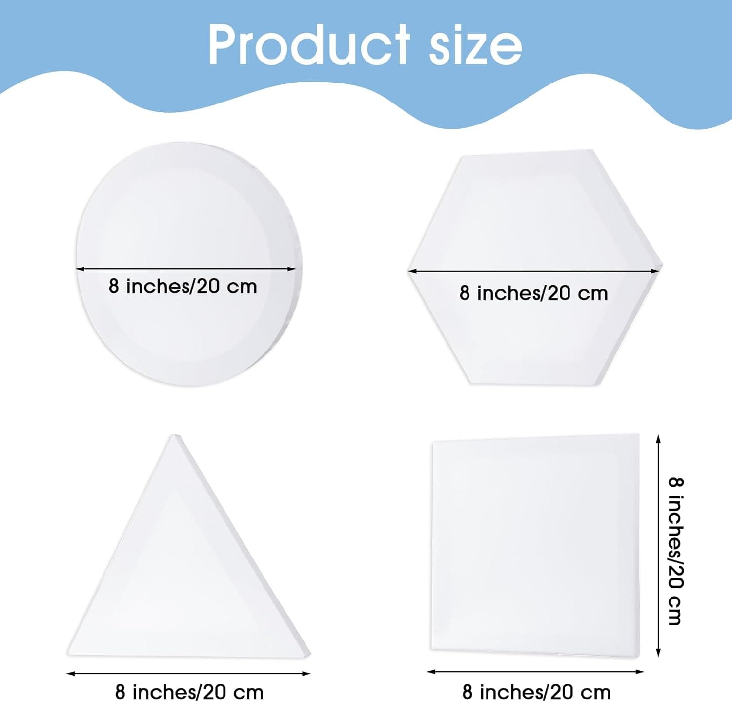 12 Pieces Stretched Canvas Blank Painting Canvas 8 Inch Panel Artist White Canvas Boards Triangle Square Hexagon Round Shape Canvas Frame for Acrylic Pouring Oil Painting - Image 3