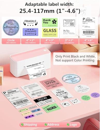 Phomemo Bluetooth Thermal Label Printer, 241BT 4X6 Wireless Shipping Labels Printer for Small Business, Pink Label Printers for Shipping Package, Compatible with iPhone, Android, Amazon, Shopify, USPS - Image 4