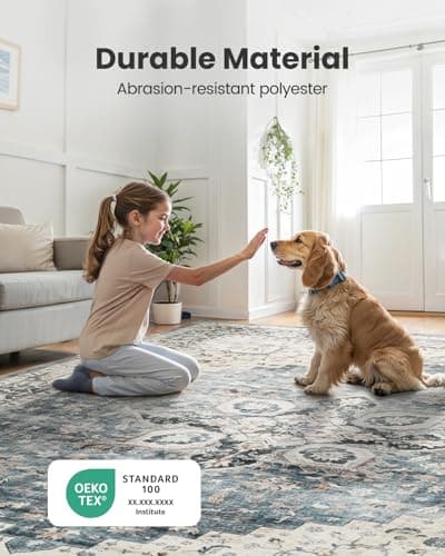 AMADA HOMEFURNISHING 8x10 Washable Area Rug, Low-Profile Large Area Rug with Non-Slip Backing & Durable Edge Binding, Vintage Large Rugs for Living Room, Bedroom, Dinning Room - Image 2