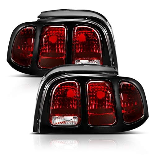 AmeriLite for 1994-1998 Ford Mustang Black Housing Dark Red OE Style Replacement Brake Tail Lights Set - Passenger and Driver Side - Image 2