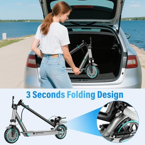 Electric Scooter Adults, 350W Motor, Folding E-Scooter with Dual Suspension, 8.5 Inch Solid Tires, Up to 19 MPH and 21 Miles Long Range, Dual Braking E Scooter for Adults - Image 5