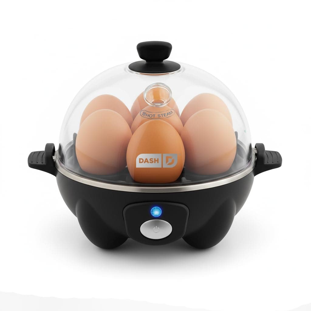 DASH Electric Rapid Egg Cooker for Hard Boiled/Poached/Scrambled Eggs or Omelets with Auto Shut-Off Feature, Black, 7 Egg Capacity 7 Eggs Black
