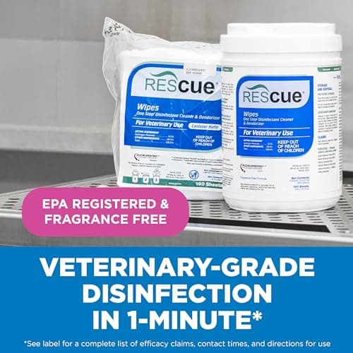 REScue One-Step Disinfectant Cleaner & Deodorizer Wipes for Vet Use – Cleaner for Kennels, Litter Boxes, Vet Offices, Pet Grooming Surfaces, Pet Items – Wipes Canister, 160-Count (Pack of 1) - Image 2