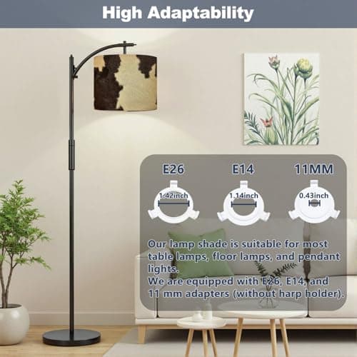 Drum Lamp Shades Set of 2 Real Cowhide Beautiful white brown cowhide Close up cow Lampshades for Floor Lamps Table Lamps Pendant Light 11"x8.9" Large Replacement Linen Lampshade - Image 3