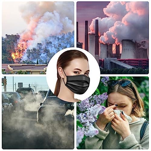 ZTANPS 100 PCS Disposable Face Masks, Black Disposable Masks, 3 Ply Protection Face Masks - Image 6