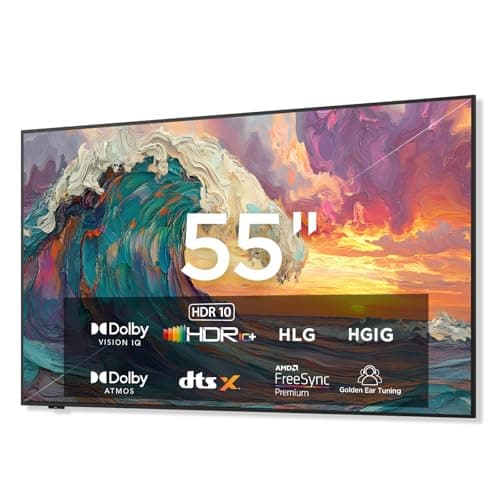 iFFALCON 55-Inch Class QLED 4K Smart TV, Ultra-Slim Mural TV, 144Hz, HDR, Art Mode w/AI Art, Wide Color Gamut, Dolby Vision IQ, Dolby Atmos, Google Assistant Voice Remote(55F75, 2025 Model)