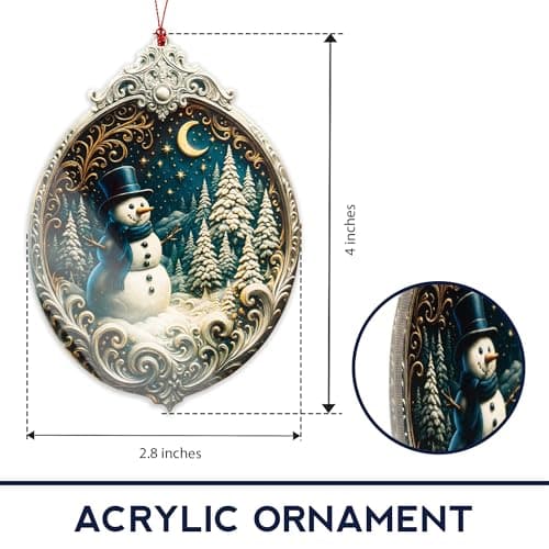 Christmas Ornament 2025 - Snowman Ornament, Snowman Ornaments for Christmas Tree, Christmas Tree Ornaments, Acrylic Christmas Ornaments, Suncatcher Effect Stained Glass Window Hanging, car Hanging - Image 2