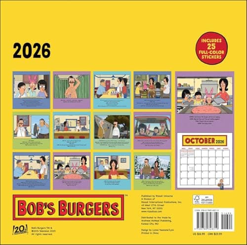 Bob's Burgers 2026 Wall Calendar (Includes Stickers) - Image 2