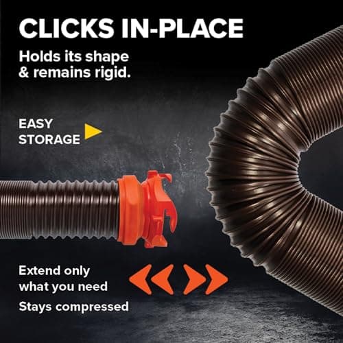 Camco RhinoFLEX 15-Ft RV Sewer Hose Kit - Features Clear Elbow Fitting w/Removable 4-in-1 Adapter - Connects to 3” Slip or 3”/3.5”/4” NPT Threaded Sewer Connection (39770) - Image 3