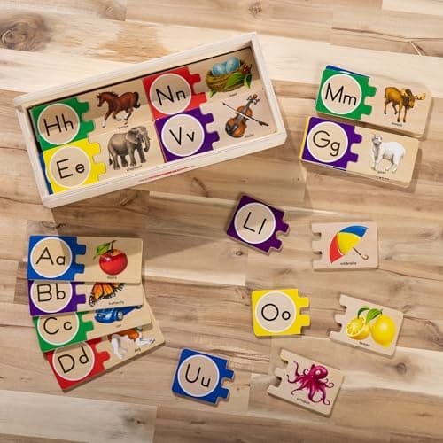 Melissa & Doug Self-Correcting Alphabet Wooden Puzzles with Storage Box (52 pcs) ABC Puzzles, Wooden Alphabet Puzzle for Kids Ages 4+ - Image 7