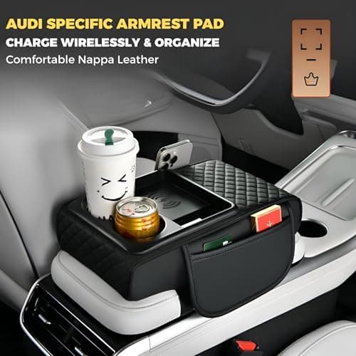 PIEZAPRINT 5-in-1 Center Armrest Console Cover – Cushion Pad with 15W Wireless Charging, Dual Cup Holders & Side Pockets, Protective Middle Console Storage Organizer, Black - Image 6