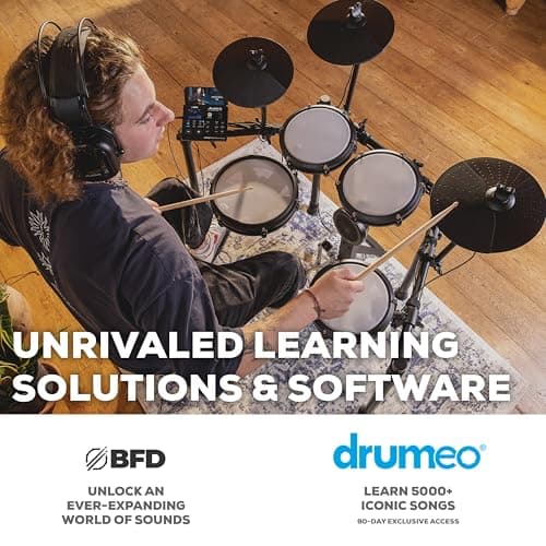 Alesis Nitro Max Kit Electric Drum Set with Quiet Mesh Pads, 10" Dual Zone Snare, Bluetooth, 440+ Authentic Sounds, Drumeo, USB MIDI, Kick Pedal - Image 5