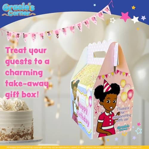 Gracie’s Corner Birthday Party Gable Treat Box, Custom Printed Party Treat Boxes, Party Supplies for Girls’ Birthdays, Baby Showers, and More, Favor Boxes for Party Gifts, and Treats, 8 Count (Pink and Gold) - Image 3