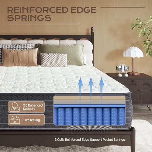 VERYOK Hybrid Mattress Queen Size, 12 Inch Soft Queen Size with Hybrid Bed Mattress in a Box Pressure Relief, Cooling Farbic, Motion Isolation & Edge Support - Image 2