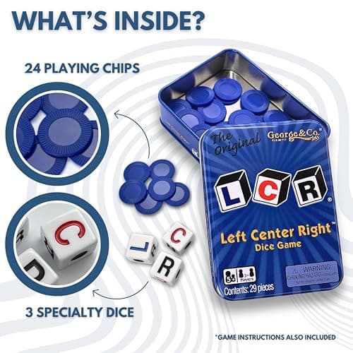 LCR® Left Center Right™ Dice Game - Blue Tin - Image 2