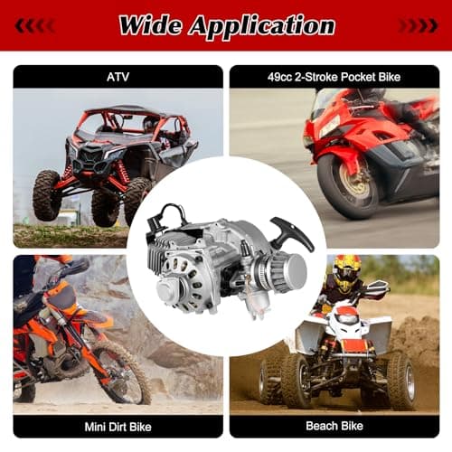 ERAAND 49cc Bicycle Engine Kit,2 Stroke Gas Motorized Bike Conversion Kit,Gasoline Petrol Bicycle Motor Refit Fit for Pocket Bike, Mini Dirt Bike, 1, Silver, Black - Image 9
