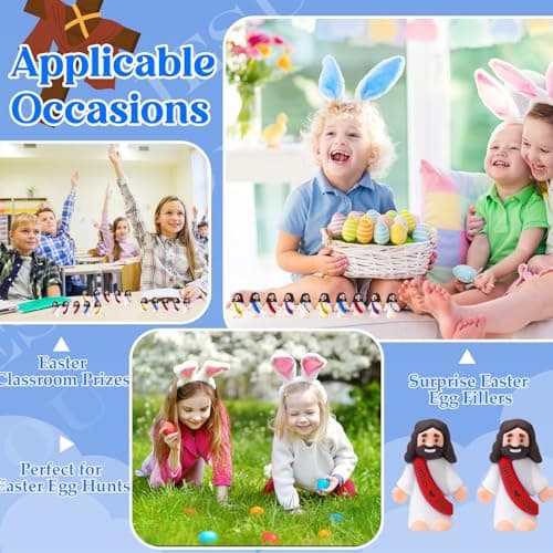 Bememo 25 Pcs Little Jesus Figures Original Design Jesus Love You Mini Rubber Toys to Hide and Seek Religious Party Favors Sunday School Baptism Gifts(Lively Colors) - Image 6