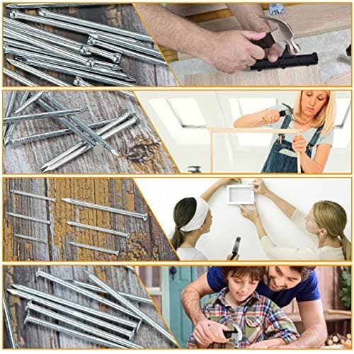 KURUI 700pcs Hardware Nails for Hanging Pictures, Up to 2"-Long Finish Nails Assortment Kit for Wall Art Decor, 640 Frame Nails and 60 Small Finishing Nails for Drywall Wood - Silver Picture Hangers - Image 7