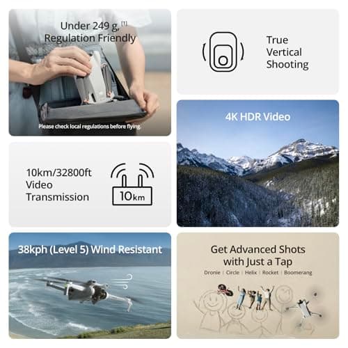 DJI Mini 3, Drones with Camera for Adults 4K, 38-min Flight Time, up to 32800ft (10km) Video Transmission, True Vertical Shooting, GPS Auto Return Integrated, Mini Drone with Camera for Beginners - Image 2