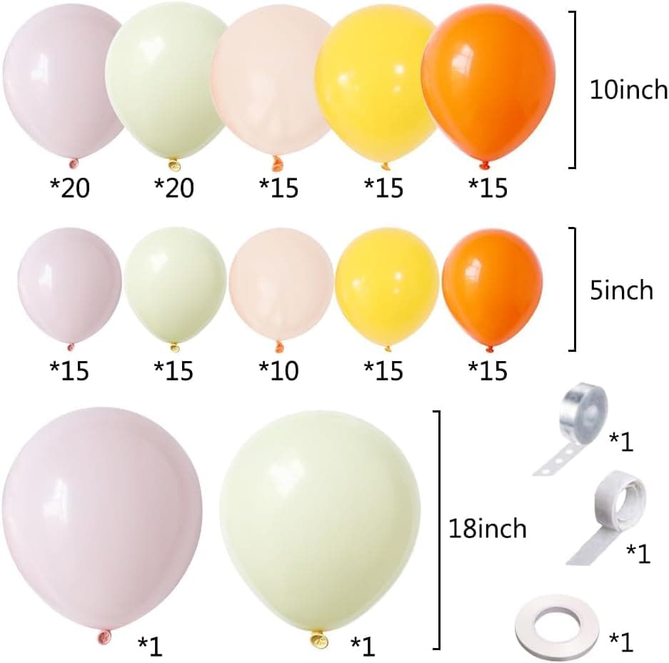 Amazon.com: 160Pcs Pink Yellow Orange Balloon Garland Arch Kit, Pastel Pink and Yellow Latex Balloons for Baby In Bloom Birthday Bee Bear Lemon Theme Groovy Thanksgiving Harvest Party Decorations : Home & Kitchen - Image 3