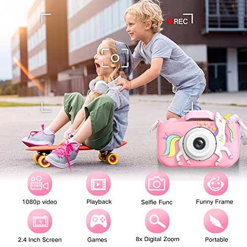 Goopow Kids Camera Toys for 3-8 Year Old Girls Boys,Children Digital Video Camcorder Camera with Cartoon Soft Cover, Best Chritmas Birthday Festival Gift for Kids - 32G SD Card Included - Image 3