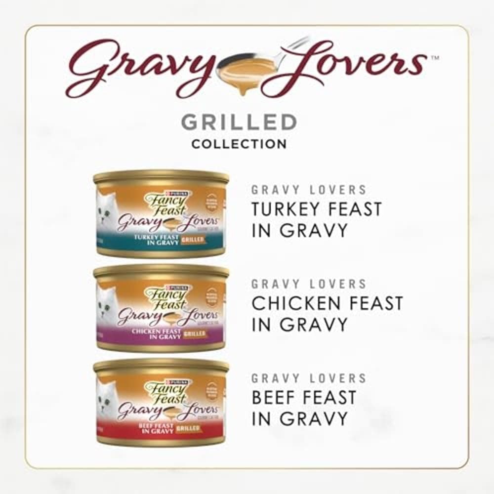 Purina Fancy Feast Gravy Lovers Poultry and Beef Grilled Gourmet Wet Cat Food Variety Pack - (Pack of 30) 3 oz. Cans Gravy Lovers Poultry & Beef Variety Pack 3 Ounce (Pack of 30) - Image 4