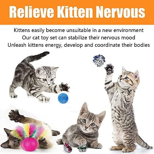 21 Pcs Cat Toys for Indoor Cats Collapsible Cat Tunnel Interactive Feather Teaser Wand Ball Toy for Kitten Cats - Image 3