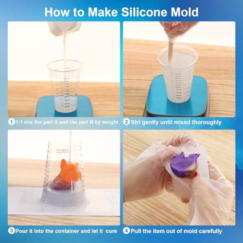 CHANGTIKEJI Silicone Mold Making Kit,64OZ Super Elastic Liquid Silicone for Mold Maker, Fast Cure Translucent Silicone Rubber for Casting Resins Mold,Silicone Mold,Candle Mold,Soap Mold,Food Mold - Image 4