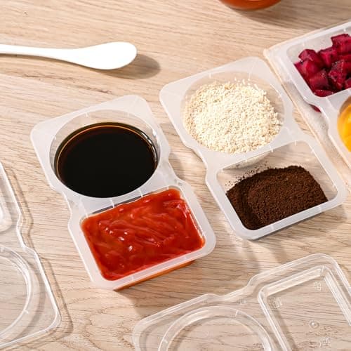 RXRRXR 20PCS Double Compartment Condiment Container With Lids - Reusable Snack Pack Containers for Take-out Sauces - Image 7