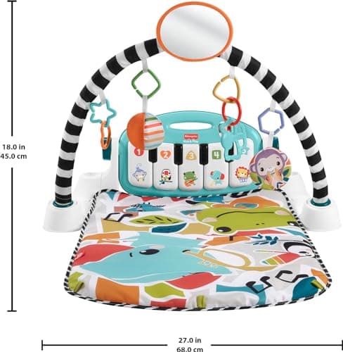 Fisher-Price Baby Playmat Glow and Grow Kick & Play Piano Gym, Blue Musical Learning Toy with Developmental Activities for Newborns 0+ Months - Image 6