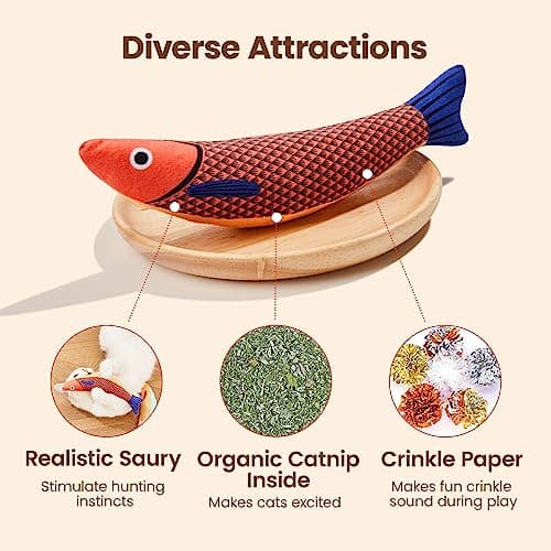 Potaroma Cat Toys Saury Fish, 3 Pack, Catnip Crinkle Sound, Soft and Durable, Interactive Kitten Kicker for Indoor Kitty Exercise 9.4 Inches for All Breeds - Image 3