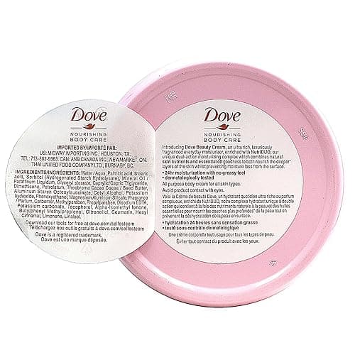 Dove Nourishing Body Care, Face, Hand, and Body Beauty Cream for Normal to Dry Skin Lotion for Women with 24-Hour Moisturization, 4-Pack, 2.53 Oz Each Jar - Image 2