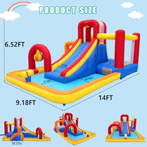 Hongcoral Bounce House with Slide and Obstacle Course for Kids 3-8 - Bounce, Climb, Slide, Boxing Ball, Small Climb&Slide for Indoor Outdoor Kids Party, Optional Water Slide & Pool for Summer Fun - Image 6