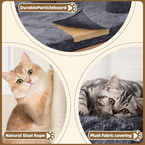 Yaheetech 23.5in Cat Tree Tower, Cat Condo with Sisal-Covered Scratching Posts, Cat House Activity Center Furniture for Kittens, Cats and Pets - Dark Gray - Image 6
