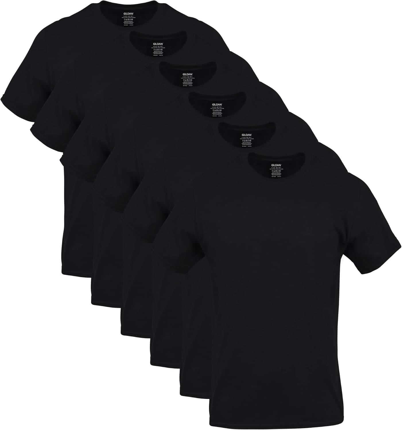 Gildan Mens Crew T-Shirts, Multipack, Style G1100 6 Black (6-pack) Large - Image 2