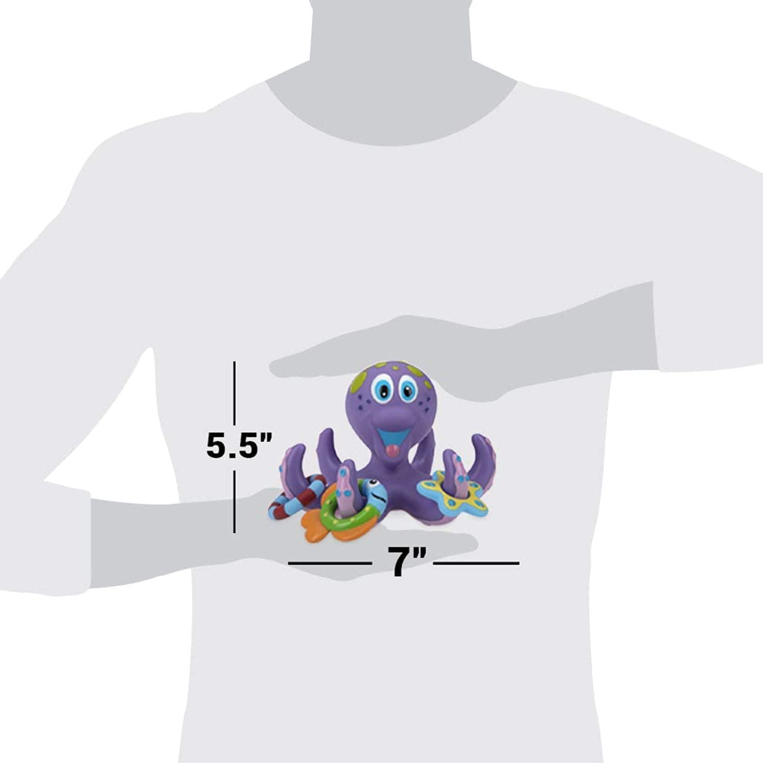 Jouet Nuby Octopus Flottant avec 3 Anneaux Hoopla - Jouet de Bain pour Garçons et Filles - 18+ Mois - Violet (Pack de 1) Octopus Flottant avec Anneaux - Image 9