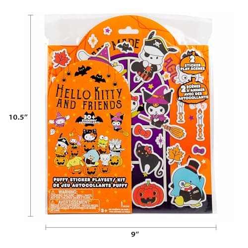Hello Kitty and Friends Halloween Puffy Playset, Includes 30+ Stickers, 2 Play Scenes, Reusable for Kids - Image 7