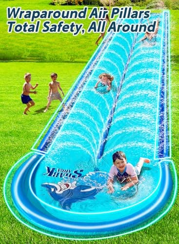 Slip and Water Slide for Kids and Adults Backyard 22ft with Extra-Large Inflatable Guard Rails and Dual Way Water Sprayers,Heavy Duty and Extra Long Design with Two Inflatable Bodyboards. - Image 3