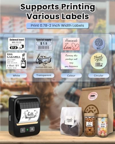 NDYIN Label Makers, Label Maker Machine with Tape, Bluetooth Label Maker, Portable Thermal 2 Inch Label Printer for Small Business, Barcode, Address, Logo, Clothing, Sticker Printer for Phones & PC - Image 2