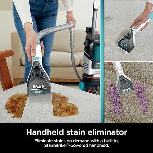 Shark CarpetXpert with StainStriker Upright Carpet, Area Rug & Upholstery Cleaner with Pet Mess Extractor Tool, Perfect for Pets, Carpet Shampooer, 3 Cleaning Tools, Cleaning Solutions, White, EX201 - Image 5